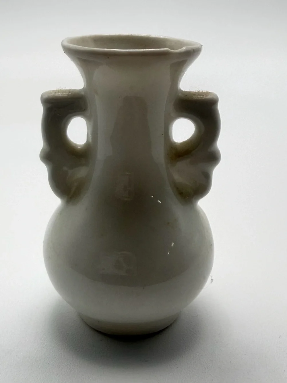 Miniature Cream Ceramic Decorative Vase with Pink & Blue Floral Motif